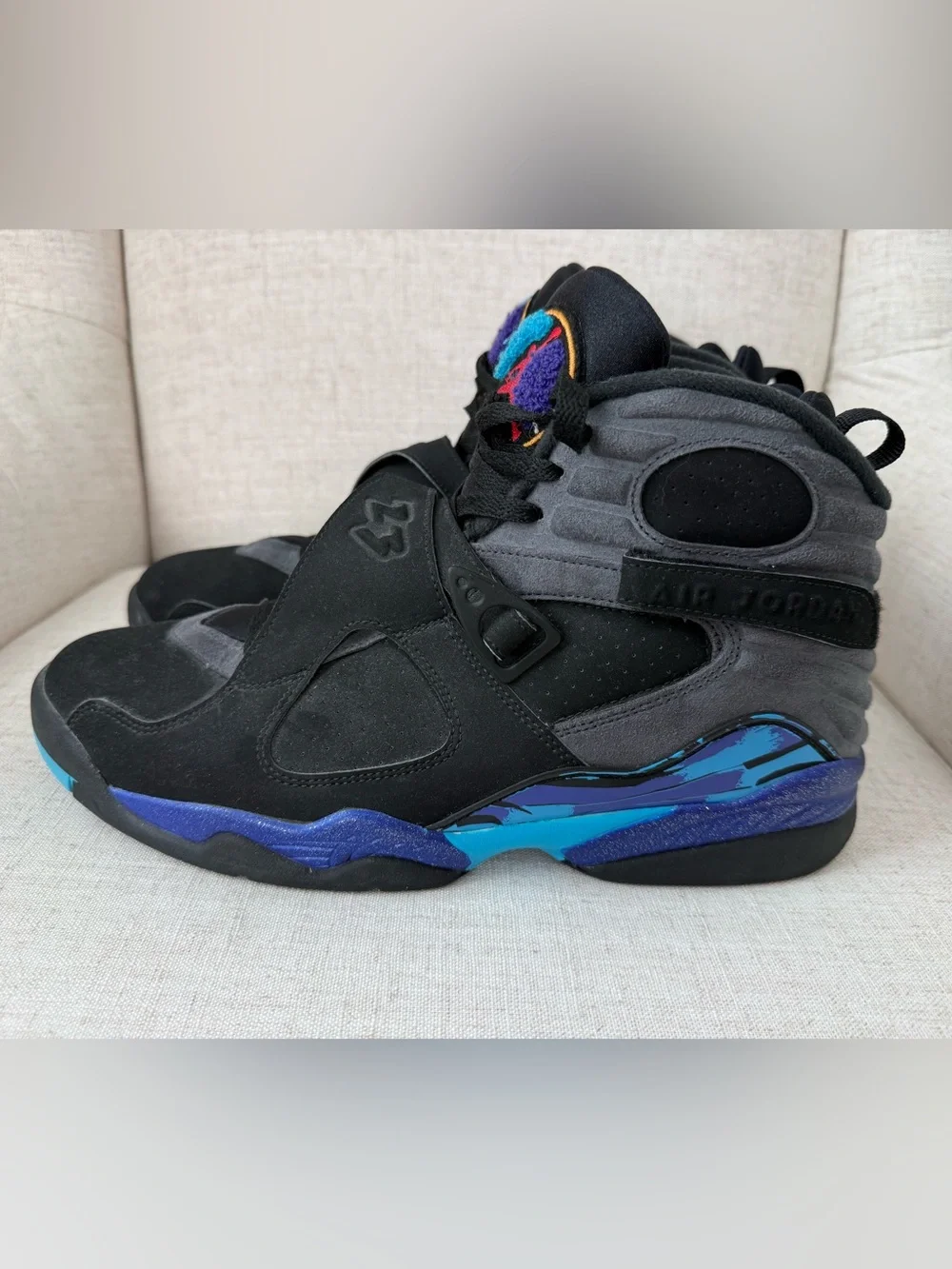 Air Jordan 8 Retro Aqua 2015 Mens Size 11.5 Black Blue Basketball Sneakers Shoes